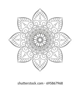 Flower Mandala. Vintage decorative elements. Oriental pattern, vector illustration. Islam, Arabic, Indian, moroccan,spain, turkish, pakistan, chinese, mystic, ottoman motifs. Coloring book page