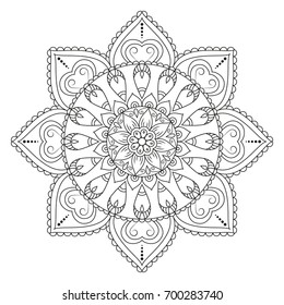 Flower Mandala. Vintage decorative elements. Oriental pattern, vector illustration. Islam, Arabic, Indian, moroccan,spain, turkish, pakistan, chinese, mystic, ottoman motifs. Coloring book page