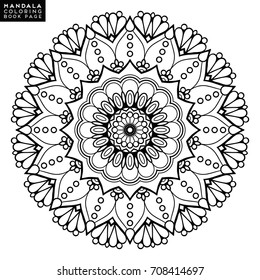 Flower Mandala. Vintage decorative elements. Oriental pattern, vector illustration. Islam, Arabic, Indian, moroccan,spain, turkish, pakistan, chinese, mystic, ottoman motifs. Coloring book page