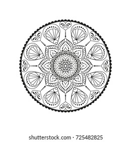 Flower Mandala. Vintage decorative elements. Oriental pattern, vector illustration. Islam, Arabic, Indian, moroccan,spain, turkish, pakistan, chinese, mystic, ottoman motifs. Coloring book page