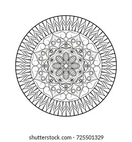 Flower Mandala. Vintage decorative elements. Oriental pattern, vector illustration. Islam, Arabic, Indian, moroccan,spain, turkish, pakistan, chinese, mystic, ottoman motifs. Coloring book page