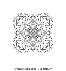 Flower Mandala. Vintage decorative elements. Oriental pattern, vector illustration. Islam, Arabic, Indian, moroccan,spain, turkish, pakistan, chinese, mystic, ottoman motifs. Coloring book page