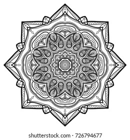 Flower Mandala. Vintage decorative elements. Oriental pattern, vector illustration. Coloring book page. Islam, Arabic, Indian, moroccan spain turkish mystic ottoman motifs