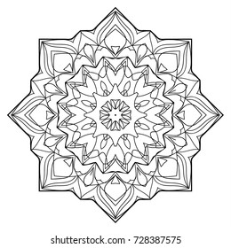 Flower Mandala. Vintage decorative elements. Oriental pattern, vector illustration. Coloring book page. Islam, Arabic, Indian, moroccan spain turkish mystic ottoman motifs