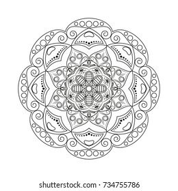 Flower Mandala. Vintage decorative elements. Oriental pattern, vector illustration. Islam, Arabic, Indian, moroccan,spain, turkish, pakistan, chinese, mystic, ottoman motifs. Coloring book page