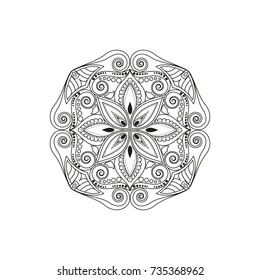 Flower Mandala. Vintage decorative elements. Oriental pattern, vector illustration. Islam, Arabic, Indian, moroccan,spain, turkish, pakistan, chinese, mystic, ottoman motifs. Coloring book page