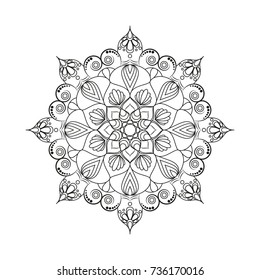 Flower Mandala. Vintage decorative elements. Oriental pattern, vector illustration. Islam, Arabic, Indian, moroccan,spain, turkish, pakistan, chinese, mystic, ottoman motifs. Coloring book page