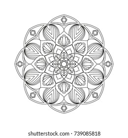 Flower Mandala. Vintage decorative elements. Oriental pattern, vector illustration. Islam, Arabic, Indian, moroccan,spain, turkish, pakistan, chinese, mystic, ottoman motifs. Coloring book page