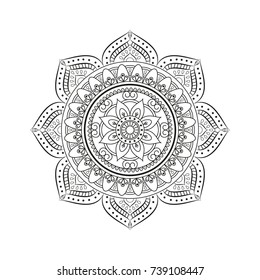 Flower Mandala. Vintage decorative elements. Oriental pattern, vector illustration. Islam, Arabic, Indian, moroccan,spain, turkish, pakistan, chinese, mystic, ottoman motifs. Coloring book page