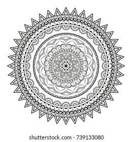 Flower Mandala. Vintage decorative elements. Oriental pattern, vector illustration. Islam, Arabic, Indian, moroccan,spain, turkish, pakistan, chinese, mystic, ottoman motifs. Coloring book page