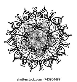 Flower Mandala. Vintage decorative elements. Oriental pattern, vector illustration. Islam, Arabic, Indian, moroccan,spain, turkish, pakistan, chinese, mystic, ottoman motifs. Coloring book page
