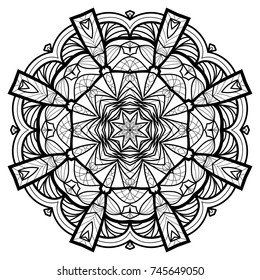 Flower Mandala. Vintage decorative elements. Oriental pattern, vector illustration. Coloring book page. Islam, Arabic, Indian, moroccan spain turkish mystic ottoman motifs