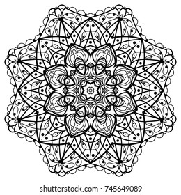 Flower Mandala. Vintage decorative elements. Oriental pattern, vector illustration. Coloring book page. Islam, Arabic, Indian, moroccan spain turkish mystic ottoman motifs