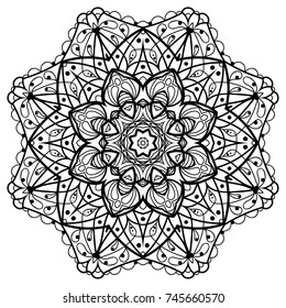 Flower Mandala. Vintage decorative elements. Oriental pattern, vector illustration. Coloring book page. Islam, Arabic, Indian, moroccan spain turkish mystic ottoman motifs