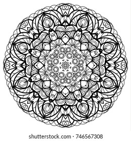 Flower Mandala. Vintage decorative elements. Oriental pattern, vector illustration. Coloring book page. Islam, Arabic, Indian, moroccan spain turkish mystic ottoman motifs