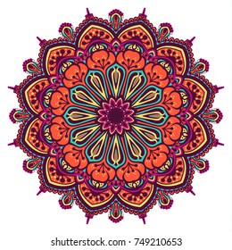 Flower Mandala. Vintage decorative elements. Oriental pattern, vector illustration. Coloring book page