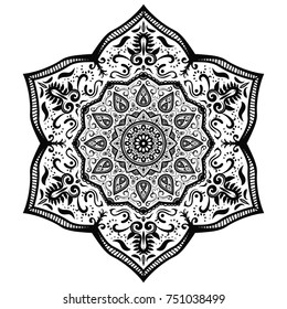 Flower Mandala. Vintage decorative elements. Oriental pattern, vector illustration.