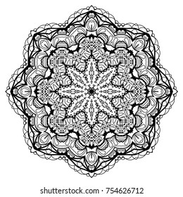 Flower Mandala. Vintage decorative elements. Oriental pattern, vector illustration. Coloring book page. Islam, Arabic, Indian, moroccan spain turkish mystic ottoman motifs