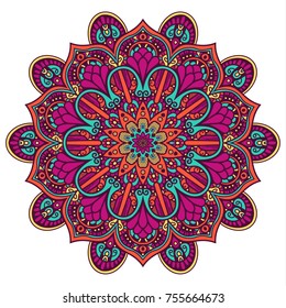 Flower Mandala. Vintage decorative elements. Oriental pattern, vector illustration. Coloring book page