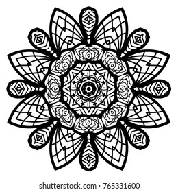 Flower Mandala. Vintage decorative elements. Oriental pattern, vector illustration. Coloring book page. Islam, Arabic, Indian, moroccan spain turkish mystic ottoman motifs