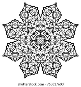 Flower Mandala. Vintage decorative elements. Oriental pattern, vector illustration. Coloring book page. Islam, Arabic, Indian, moroccan spain turkish mystic ottoman motifs