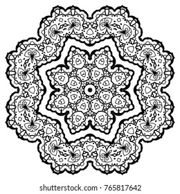 Flower Mandala. Vintage decorative elements. Oriental pattern, vector illustration. Coloring book page. Islam, Arabic, Indian, moroccan spain turkish mystic ottoman motifs