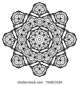 Flower Mandala. Vintage decorative elements. Oriental pattern, vector illustration. Coloring book page. Islam, Arabic, Indian, moroccan spain turkish mystic ottoman motifs