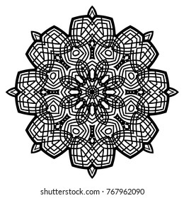 Flower Mandala. Vintage decorative elements. Oriental pattern, vector illustration. Coloring book page. Islam, Arabic, Indian, moroccan spain turkish mystic ottoman motifs