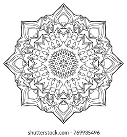 Flower Mandala. Vintage decorative elements. Oriental pattern, vector illustration. Coloring book page. Islam, Arabic, Indian, moroccan spain turkish mystic ottoman motifs