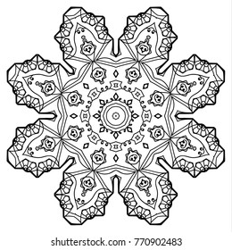 Flower Mandala. Vintage decorative elements. Oriental pattern, vector illustration. Coloring book page. Islam, Arabic, Indian, moroccan spain turkish mystic ottoman motifs