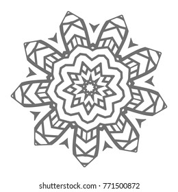 Flower Mandala. Vintage decorative elements. Oriental pattern, vector illustration. Islam, Arabic, Indian, moroccan,spain, turkish, pakistan, chinese, mystic, ottoman motifs, black outlines on isolate