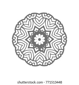 Flower Mandala. Vintage decorative elements. Oriental pattern, vector illustration. Islam, Arabic, Indian, moroccan,spain, turkish, pakistan, chinese, mystic, ottoman motifs, black outlines on isolate
