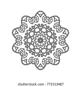 Flower Mandala. Vintage decorative elements. Oriental pattern, vector illustration. Islam, Arabic, Indian, moroccan,spain, turkish, pakistan, chinese, mystic, ottoman motifs, black outlines on isolate