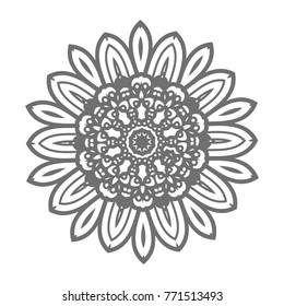 Flower Mandala. Vintage decorative elements. Oriental pattern, vector illustration. Islam, Arabic, Indian, moroccan,spain, turkish, pakistan, chinese, mystic, ottoman motifs, black outlines on isolate
