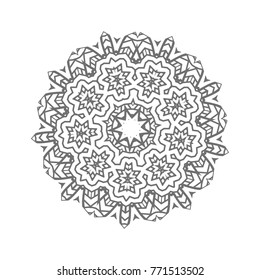 Flower Mandala. Vintage decorative elements. Oriental pattern, vector illustration. Islam, Arabic, Indian, moroccan,spain, turkish, pakistan, chinese, mystic, ottoman motifs, black outlines on isolate