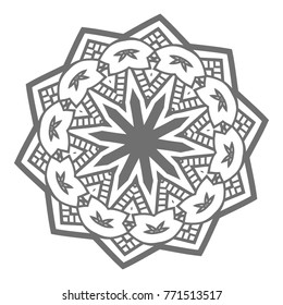 Flower Mandala. Vintage decorative elements. Oriental pattern, vector illustration. Islam, Arabic, Indian, moroccan,spain, turkish, pakistan, chinese, mystic, ottoman motifs, black outlines on isolate