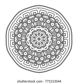 Flower Mandala. Vintage decorative elements. Oriental pattern, vector illustration. Islam, Arabic, Indian, moroccan,spain, turkish, pakistan, chinese, mystic, ottoman motifs, black outlines on isolate