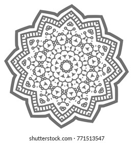Flower Mandala. Vintage decorative elements. Oriental pattern, vector illustration. Islam, Arabic, Indian, moroccan,spain, turkish, pakistan, chinese, mystic, ottoman motifs, black outlines on isolate