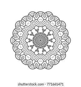 Flower Mandala. Vintage decorative elements. Oriental pattern, vector illustration. Islam, Arabic, Indian, moroccan,spain, turkish, pakistan, chinese, mystic, ottoman motifs, black outlines on isolate