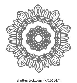 Flower Mandala. Vintage decorative elements. Oriental pattern, vector illustration. Islam, Arabic, Indian, moroccan,spain, turkish, pakistan, chinese, mystic, ottoman motifs, black outlines on isolate