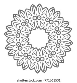 Flower Mandala. Vintage decorative elements. Oriental pattern, vector illustration. Islam, Arabic, Indian, moroccan,spain, turkish, pakistan, chinese, mystic, ottoman motifs, black outlines on isolate