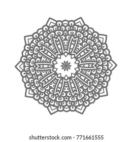 Flower Mandala. Vintage decorative elements. Oriental pattern, vector illustration. Islam, Arabic, Indian, moroccan,spain, turkish, pakistan, chinese, mystic, ottoman motifs, black outlines on isolate