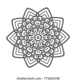 Flower Mandala. Vintage decorative elements. Oriental pattern, vector illustration. Islam, Arabic, Indian, moroccan,spain, turkish, pakistan, chinese, mystic, ottoman motifs, black outlines on isolate