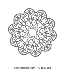 Flower Mandala. Vintage decorative elements. Oriental pattern, vector illustration. Islam, Arabic, Indian, moroccan,spain, turkish, pakistan, chinese, mystic, ottoman motifs, black outlines on isolate