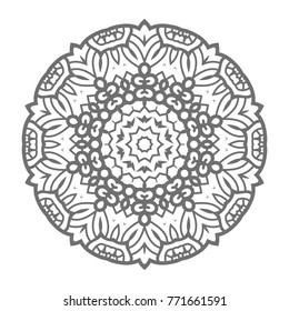 Flower Mandala. Vintage decorative elements. Oriental pattern, vector illustration. Islam, Arabic, Indian, moroccan,spain, turkish, pakistan, chinese, mystic, ottoman motifs, black outlines on isolate