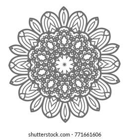 Flower Mandala. Vintage decorative elements. Oriental pattern, vector illustration. Islam, Arabic, Indian, moroccan,spain, turkish, pakistan, chinese, mystic, ottoman motifs, black outlines on isolate