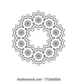 Flower Mandala. Vintage decorative elements. Oriental pattern, vector illustration. Islam, Arabic, Indian, moroccan,spain, turkish, pakistan, chinese, mystic, ottoman motifs, black outlines on isolate