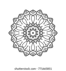 Flower Mandala. Vintage decorative elements. Oriental pattern, vector illustration. Islam, Arabic, Indian, moroccan,spain, turkish, pakistan, chinese, mystic, ottoman motifs, black outlines on isolate