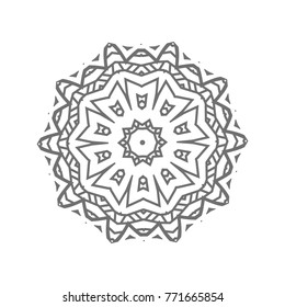 Flower Mandala. Vintage decorative elements. Oriental pattern, vector illustration. Islam, Arabic, Indian, moroccan,spain, turkish, pakistan, chinese, mystic, ottoman motifs, black outlines on isolate