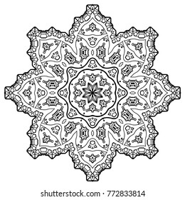 Flower Mandala. Vintage decorative elements. Oriental pattern, vector illustration. Coloring book page. Islam, Arabic, Indian, moroccan spain turkish mystic ottoman motifs